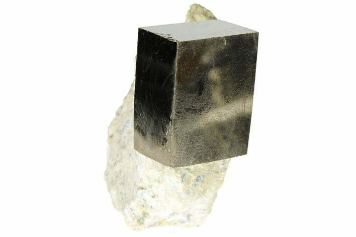 Shiny, Natural Pyrite Cube In Rock - Navajun, Spain #118272